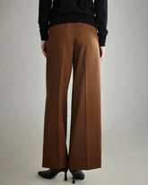 Pantalon en Laine Plissé à Jambes Larges pour Femme